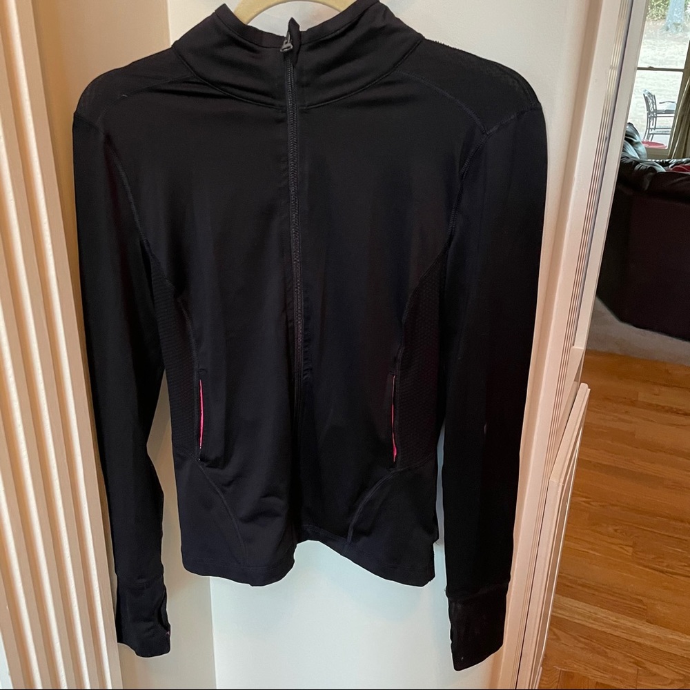 Black Athletic Jacket with Pink Accents